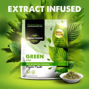 Extract Infused Green Raiu Kratom Powder