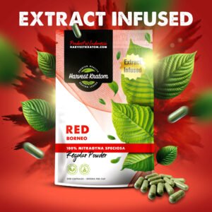Extract Infused Red Borneo Kratom Capsules